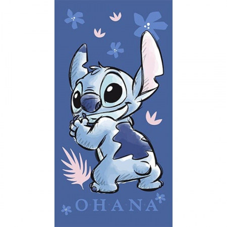 Prosoape si halate de baie copii - Prosop de plaja din microfibra Disney Stitch Ohana, 140x70 cm