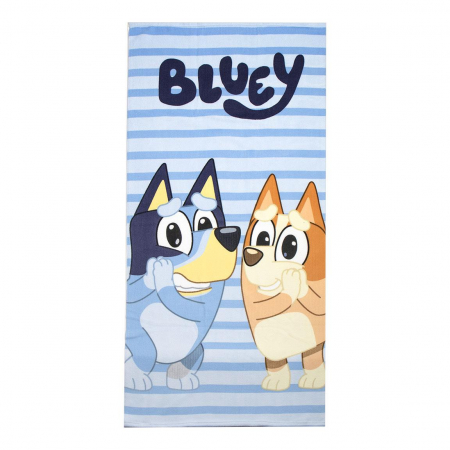 Prosoape si halate de baie copii - Prosop de plaja poliester Bingo si Bluey 70x140 cm
