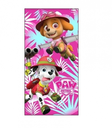 Prosoape si halate de baie copii - Prosop Paw Patrol Jungle roz 70 X 140 CM poliester