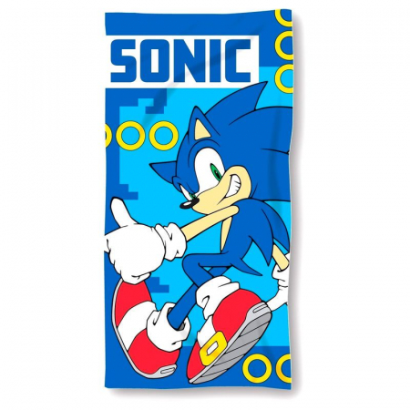 Prosoape si halate de baie copii - Prosop plaja din microfibra Sega Sonic the Hedgehog, 140x70 cm