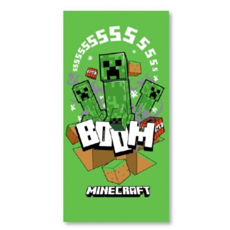 Prosoape si halate de baie copii - Prosop plaja Minecraft Boom, 70x140 cm, poliester