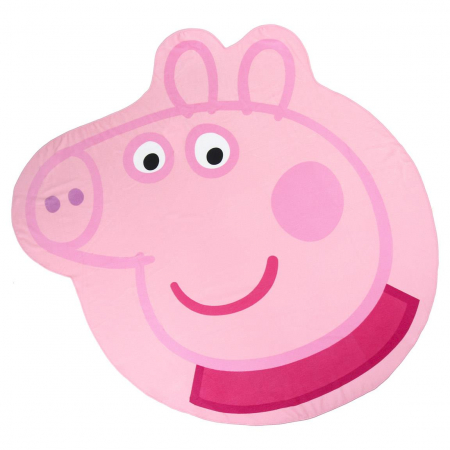 Prosoape si halate de baie copii - Prosop plaja poliester, forma Peppa Pig, 126x130 cm