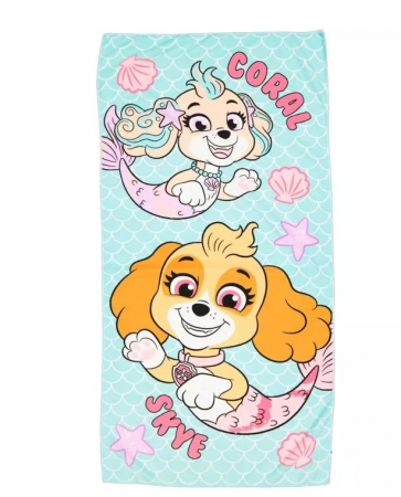 Prosoape si halate de baie copii - Prosop plaja poliester Paw Patrol Mermaid, 60x120 cm