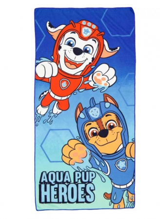 Prosoape si halate de baie copii - Prosop plaja poliester Paw Patrol Aqua Beach, 60x120 cm