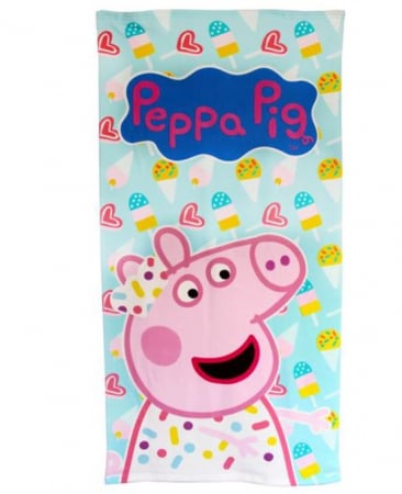 Prosoape si halate de baie copii - Prosop plaja poliester Peppa Pig Hearts