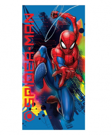 Prosoape si halate de baie copii - Prosop plaja poliester Spiderman Blue fast dry, 70x137 cm