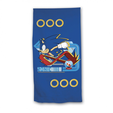 Prosoape si halate de baie copii - Prosop plaja Sonic Run, 70x140 cm, poliester