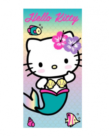 Prosoape si halate de baie copii - Prosop poliester Hello Kitty Sirena fast dry, 140x70 cm