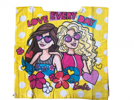 Prosoape si halate de baie copii - Prosop poncho Barbie