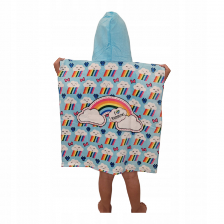 Prosop poncho bumbac, Minnie Mouse Rainbows, 60x120 cm [1]