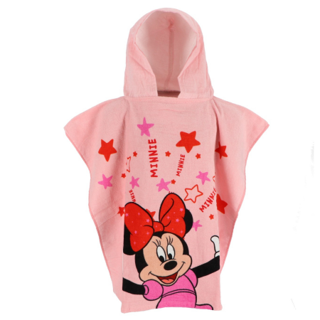 Prosoape si halate de baie copii - Prosop poncho bumbac Minnie Mouse Stars 60x120 cm