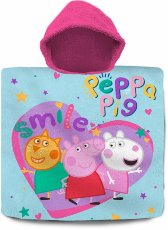Prosoape si halate de baie copii - Prosop poncho bumbac, Peppa Pig Smile , 60x120 cm