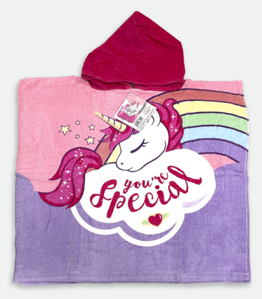 Prosoape si halate de baie copii - Prosop poncho bumbac, Unicorn You're Special , 60x120 cm