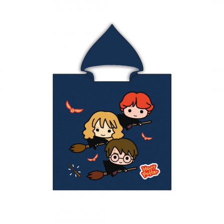 Prosoape si halate de baie copii - Prosop poncho cu gluga Harry Potter, 110x55 cm