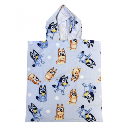 Prosoape si halate de baie copii - Prosop poncho poliester, Bluey si Bingo, 50x115 cm