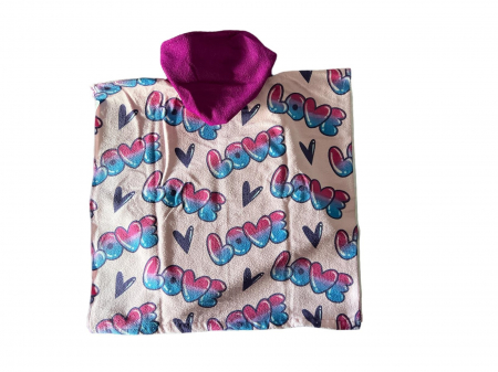 Prosop poncho microfibra, Lilo & Stitch Love, 55 x 110 cm [1]