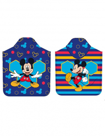Prosoape si halate de baie copii - Prosop poncho microfibra Mickey Mouse Disney, 50 x 100 cm