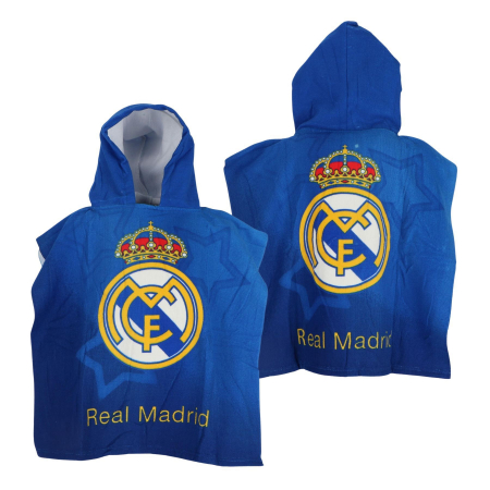 Prosoape si halate de baie copii - Prosop poncho microfibra Real Madrid, 55x110 cm