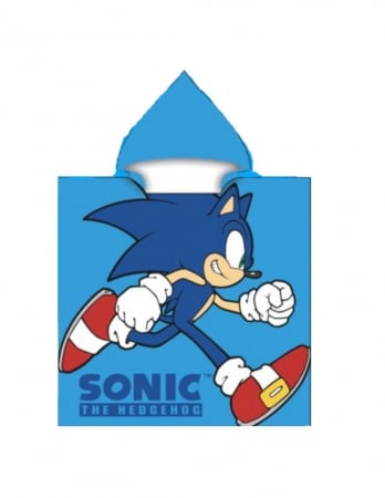 Prosoape si halate de baie copii - Prosop poncho microfibra Sonic the Hedgehog, 55 x 110 cm