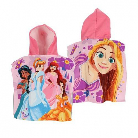 Prosoape si halate de baie copii - Prosop poncho microfibra uscare rapida, Printesele Disney, 50x100 cm