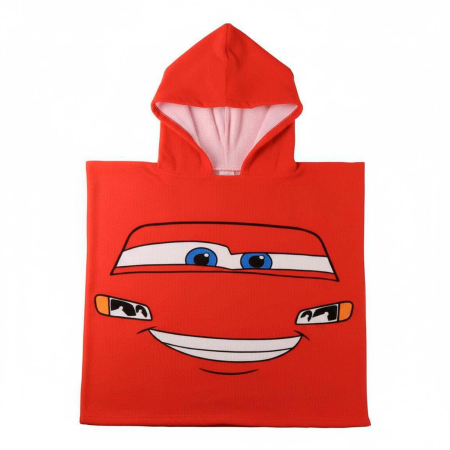 Prosoape si halate de baie copii - Prosop poncho plaja din microfibra Cars Disney 54x110 cm