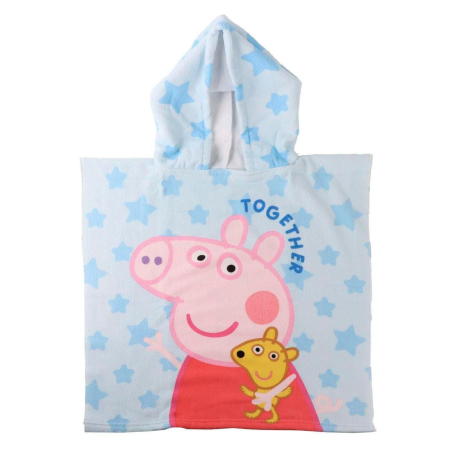 Prosoape si halate de baie copii - Prosop poncho plaja din microfibra Peppa Pig Together