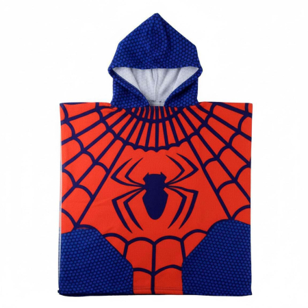 Prosoape si halate de baie copii - Prosop poncho plaja din microfibra Spiderman 54x110 cm