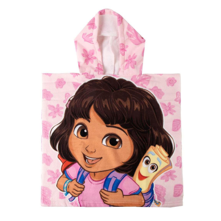 Prosoape si halate de baie copii - Prosop poncho poliester, Dora the Explorer, 50x115 cm