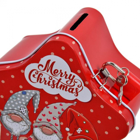 Pusculita de Craciun Stea Rosie Gnome 12.5x12.5x6.5cm [1]