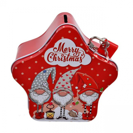 Pusculita de Craciun Stea Rosie Gnome 12.5x12.5x6.5cm [0]