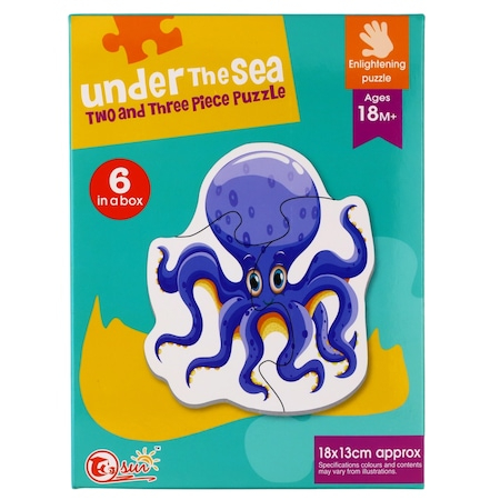 Joaca si timp liber - Puzzle, 6 Animale marine, 18 x 13 cm, 15 piese, Multicolor