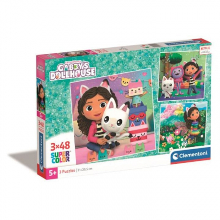 Joaca si timp liber - Puzzle carton Gabby's Dollhouse Playland 3x48 piese