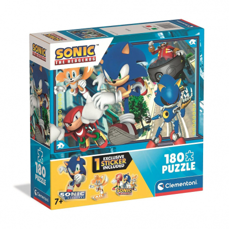 Joaca si timp liber - Puzzle Clementoni, Sonic the Hedgehog cu sticker inclus, 180 piese