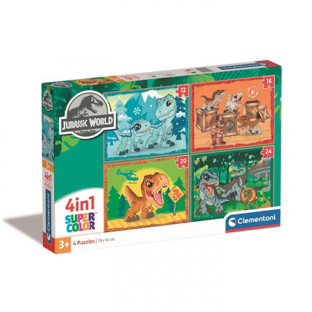 Joaca si timp liber - Puzzle Clementoni SuperColor - Jurassic World, 4 in 1