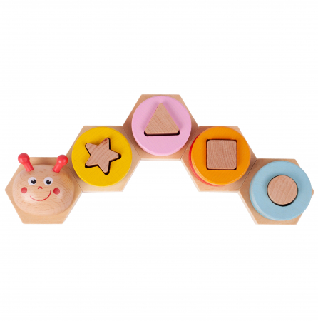 Puzzle cu blocuri din lemn Omida vesela, 18,5x12,5x4 cm [1]