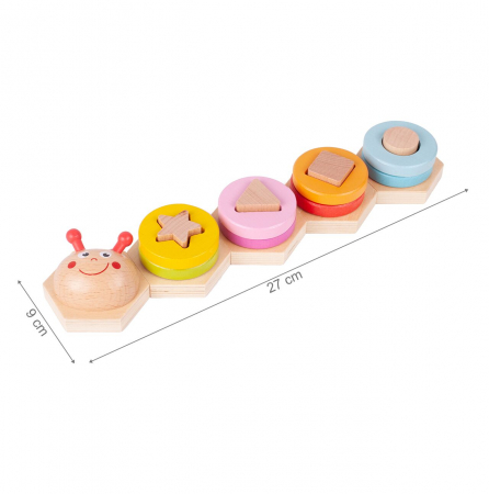 Puzzle cu blocuri din lemn Omida vesela, 18,5x12,5x4 cm [4]