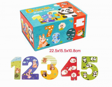 Puzzle cu numere din lemn Animale, 56 piese [4]