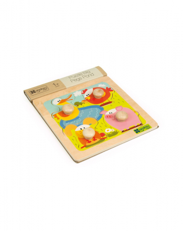 Jucarii din lemn - Puzzle din lemn Big pegs, 4 piese