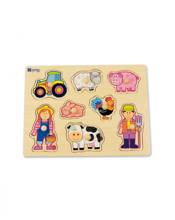 Puzzle-uri pentru copii - Puzzle din lemn incastru La ferma, 8 piese