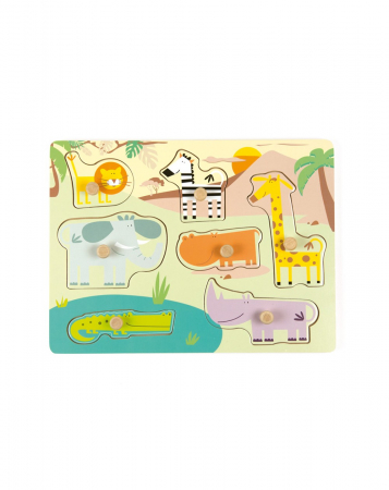 Puzzle-uri pentru copii - Puzzle din lemn incastru Safari, 7 piese