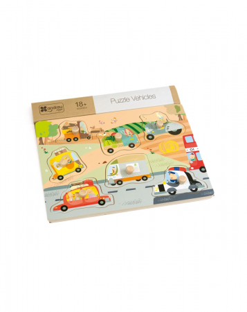 Puzzle-uri pentru copii - Puzzle din lemn incastru Vehicule, 7 piese