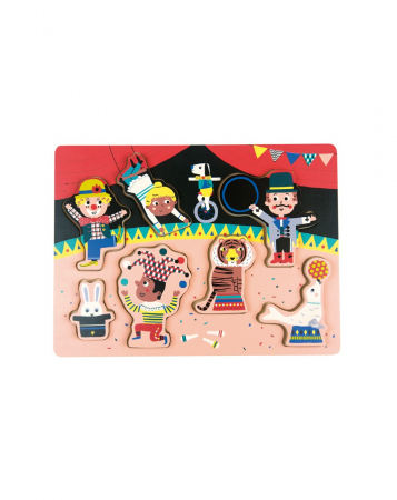 Puzzle-uri pentru copii - Puzzle din lemn Lumea Circului, 7 piese