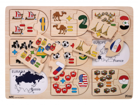 Puzzle-uri pentru copii - Puzzle incastru matematica lemn