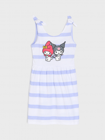 Rochite fete - Rochie bumbac cu breteke Hello Kitty Kuromi My Melody