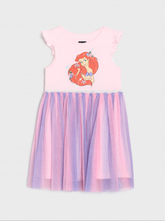Rochite fete - Rochie bumbac cu fusta din tul model Disney Ariel Mica Sirena