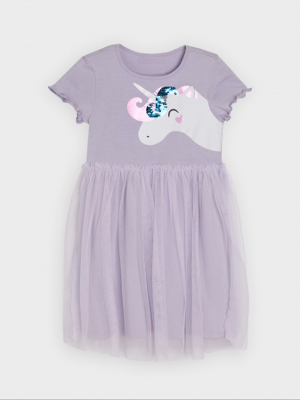 Rochite fete - Rochie bumbac cu fusta din tul model Unicorn