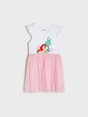 Rochite fete - Rochie bumbac cu fusta din tul Little Mermaid - Mica Sirena