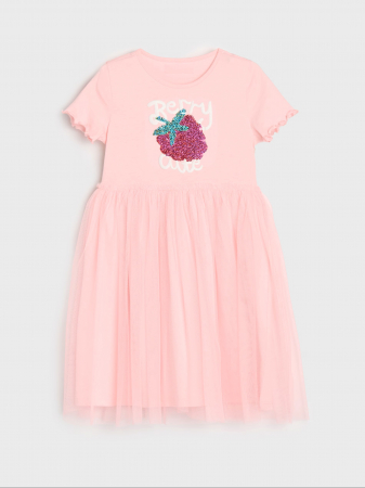 Rochite fete - Rochie bumbac cu fusta din tul model Berry