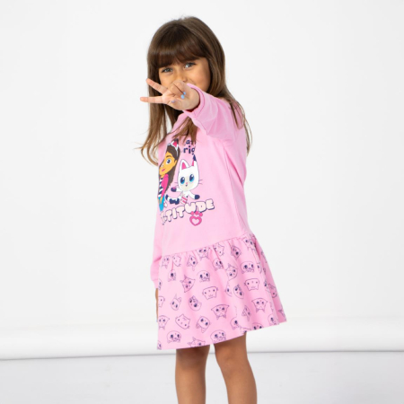 Rochie bumbac cu maneca lunga, Gabby's Dollhouse Cat-titude [4]