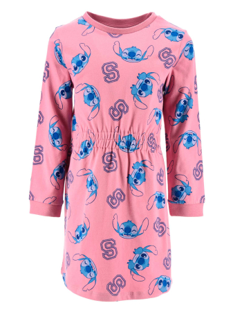 Rochite fete - Rochie bumbac cu maneca lunga si elastic in talie , Lilo si Stitch